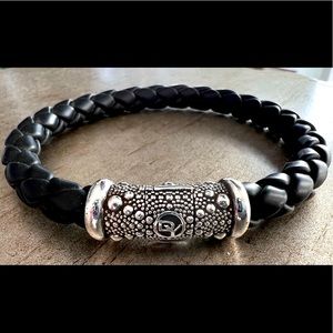 David Yurman Men’s 8mm Silver and Rubber Black Bracelet